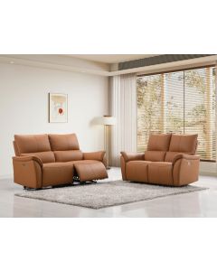 Oregon 3+2 sohvakalusto sähkömekanismeilla, ruskea nahka