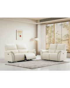Oregon 3+2 sohvakalusto sähkömekanismeilla, valkoinen nahka