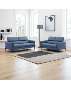 Pisa sininen sohvakalusto 3+2 nahkaa