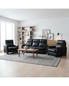 Rosita 3+1+1 nahkasohvakalusto, musta