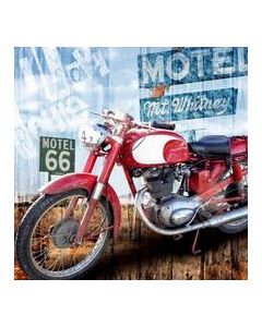 Canvastaulu 40 x 40 x 3 cm Route 66, Motorbikes No1, punainenpyörä