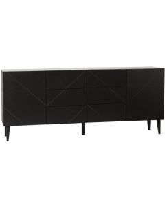 Hiipakka Vilja senkki 200cm laatikoilla ja ovilla, musta