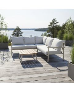 Usva kulmasohvasetti ulkokäyttöön vaalea