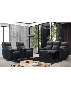 Valencia 3+1+1 sohvakalusto sähkömekanismeilla, musta nahka