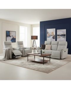 Valencia 3+1+1 sohvakalusto sähkömekanismeilla, vaaleanharmaa nahka