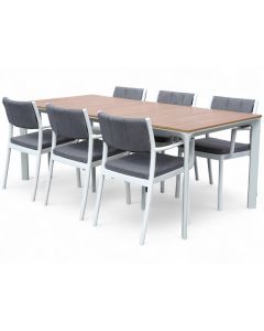 West terassipöytä valkoinen + 6 Nicole tuolia ulos