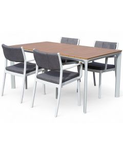 West terassipöytä valkoinen + 4 Nicole tuolia ulos