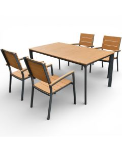 West terassipöytä ja 4 Krabi tuolia, eri värejä