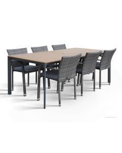 West terassipöytä + 6 Apollo tuolia, eri värejä