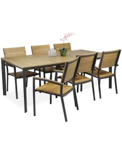 West terassipöytä ja 6 Krabi tuolia, eri värejä