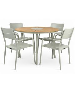 Winnie pyöreä terassipöytä + 4 Togo tuolia