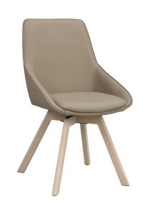 Rowico Alison ruokapöydän tuoli, beige nahka / valkopesty tammi
