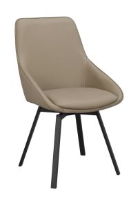 Rowico Alison ruokapöydän tuoli, beige nahka / mustat metallijalat