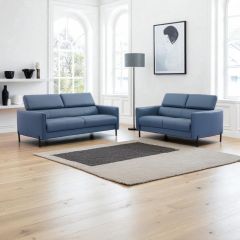 Pisa sininen sohvakalusto 3+2 nahkaa