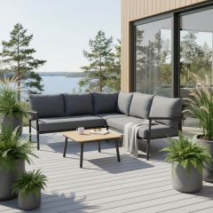 Usva kulmasohvasetti ulkokäyttöön harmaa
