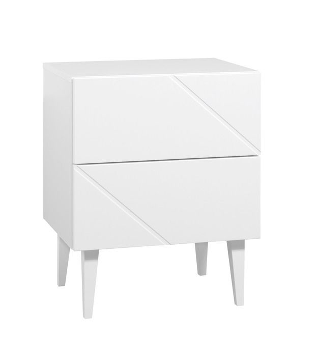Hiipakka Vilja yöpöytä 50cm kahdella laatikolla, valkoinen ja musta
