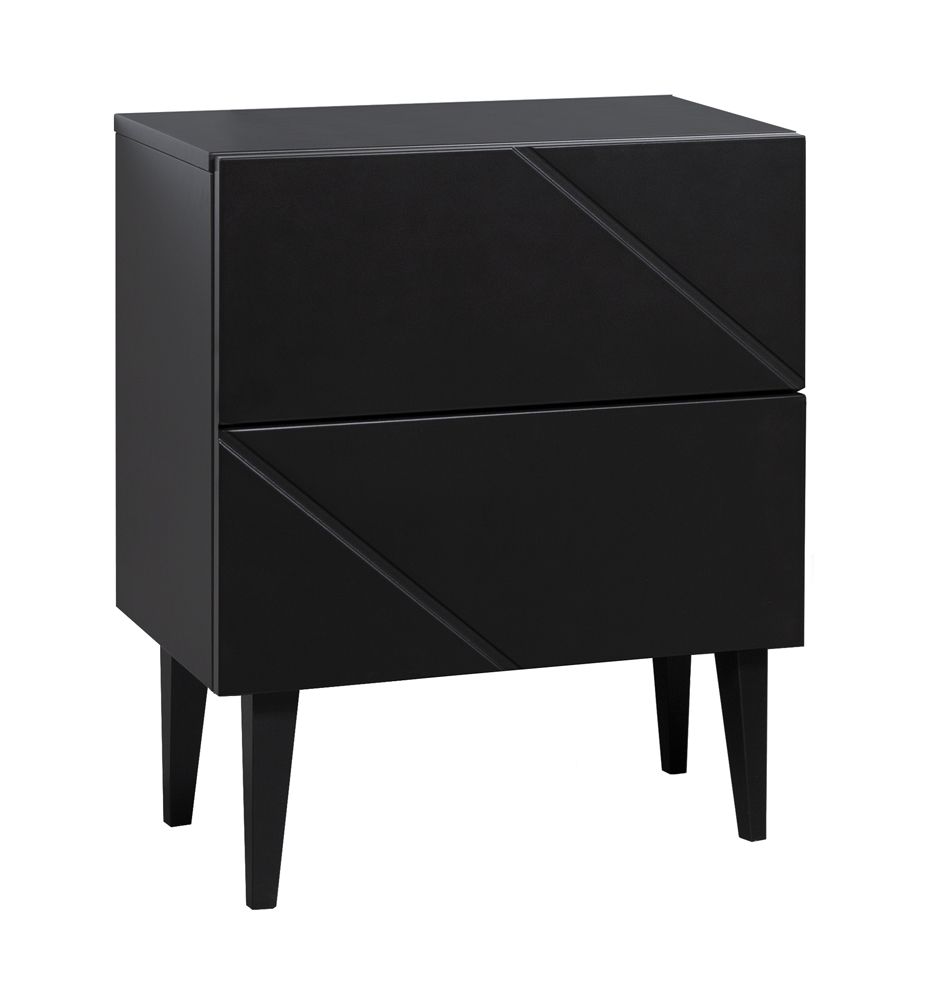 Hiipakka Vilja yöpöytä 50cm kahdella laatikolla, valkoinen ja musta