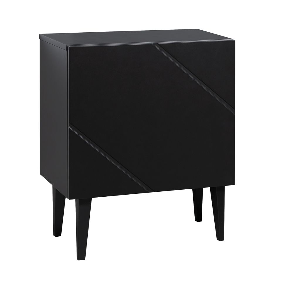 Hiipakka yöpöytä 50cm yhdellä ovella, valkoinen ja musta