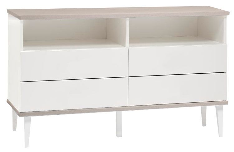 Hiipakka Taiga valkoinen tv-taso, hopeajalava kansi