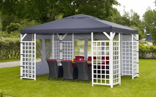 Hov paviljongin varakatto, eri värejä ja kokoja