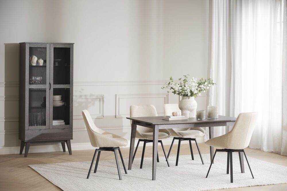 Rowico Alison tuoli vaalea beige, mustat metallijalat