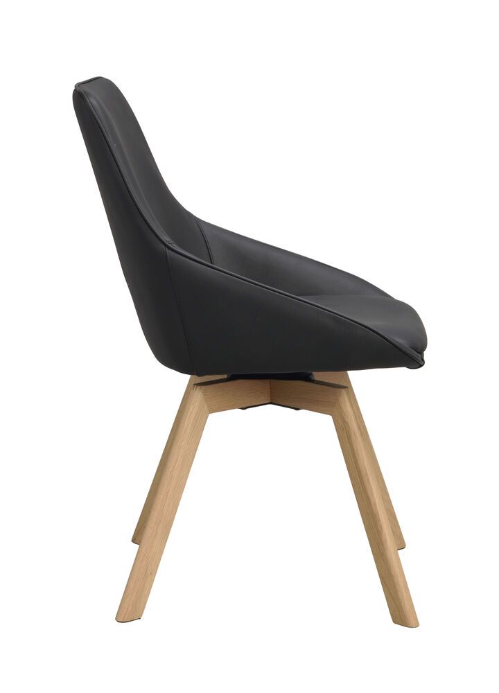 Rowico Alison ruokapöydän tuoli, musta nahka / tammi