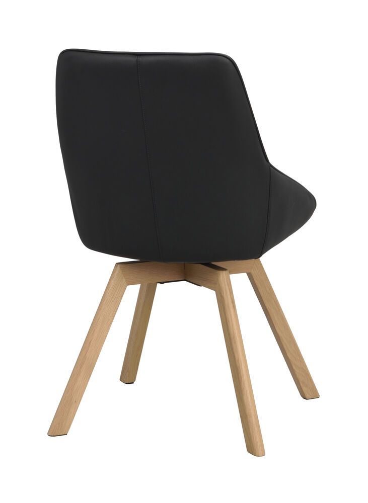 Rowico Alison ruokapöydän tuoli, musta nahka / tammi