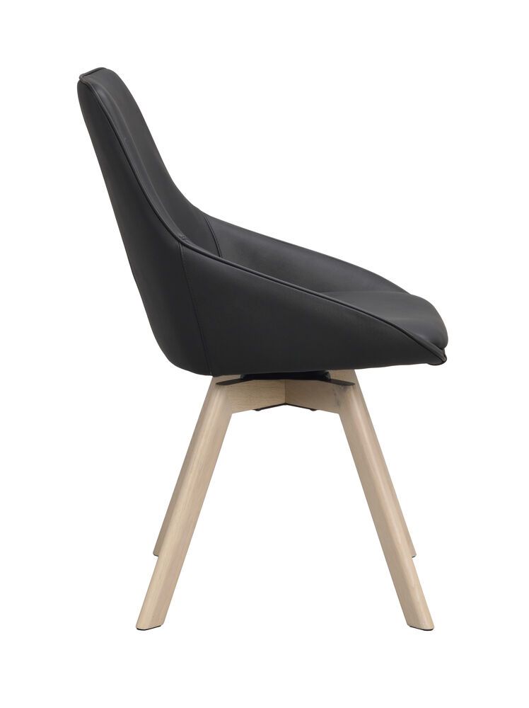 Rowico Alison ruokapöydän tuoli, musta nahka / valkopesty tammi