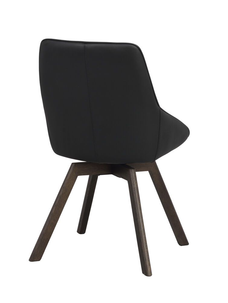 Rowico Alison ruokapöydän tuoli, musta nahka / ruskea tammi