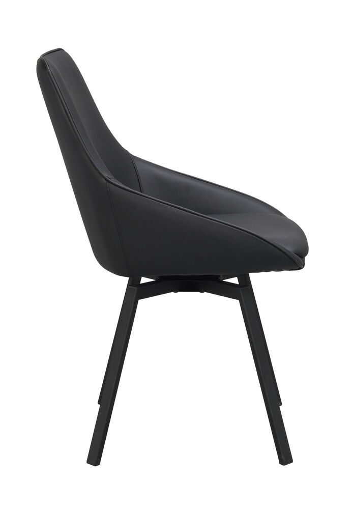 Rowico Alison ruokapöydän tuoli, musta nahka / mustat metallijalat