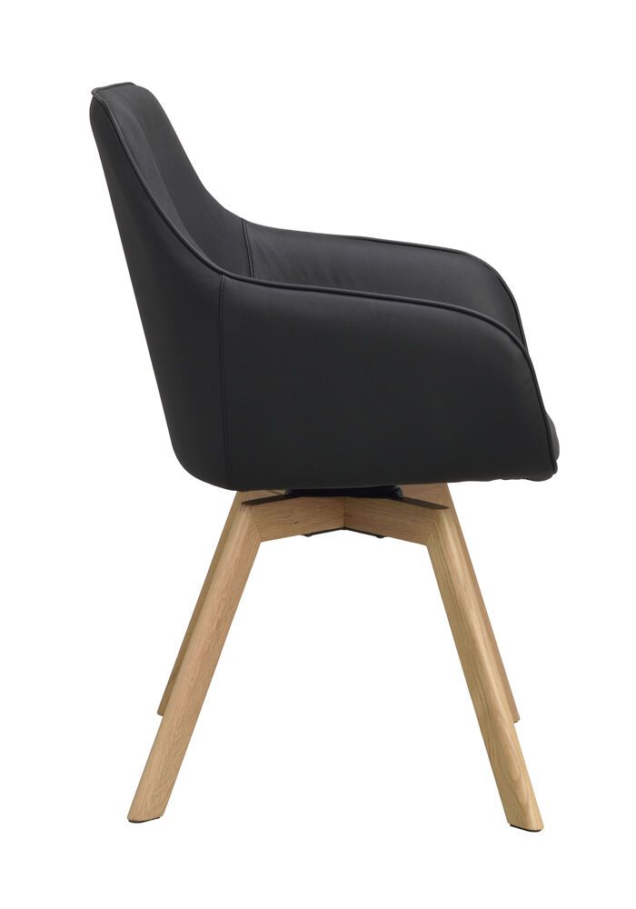 Rowico Alison nojatuoli, musta nahka/tammi