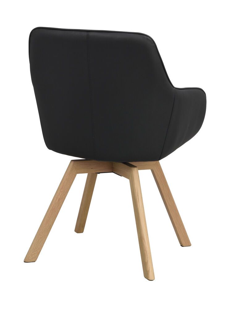 Rowico Alison nojatuoli, musta nahka/tammi