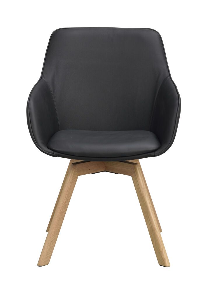 Rowico Alison nojatuoli, musta nahka/tammi