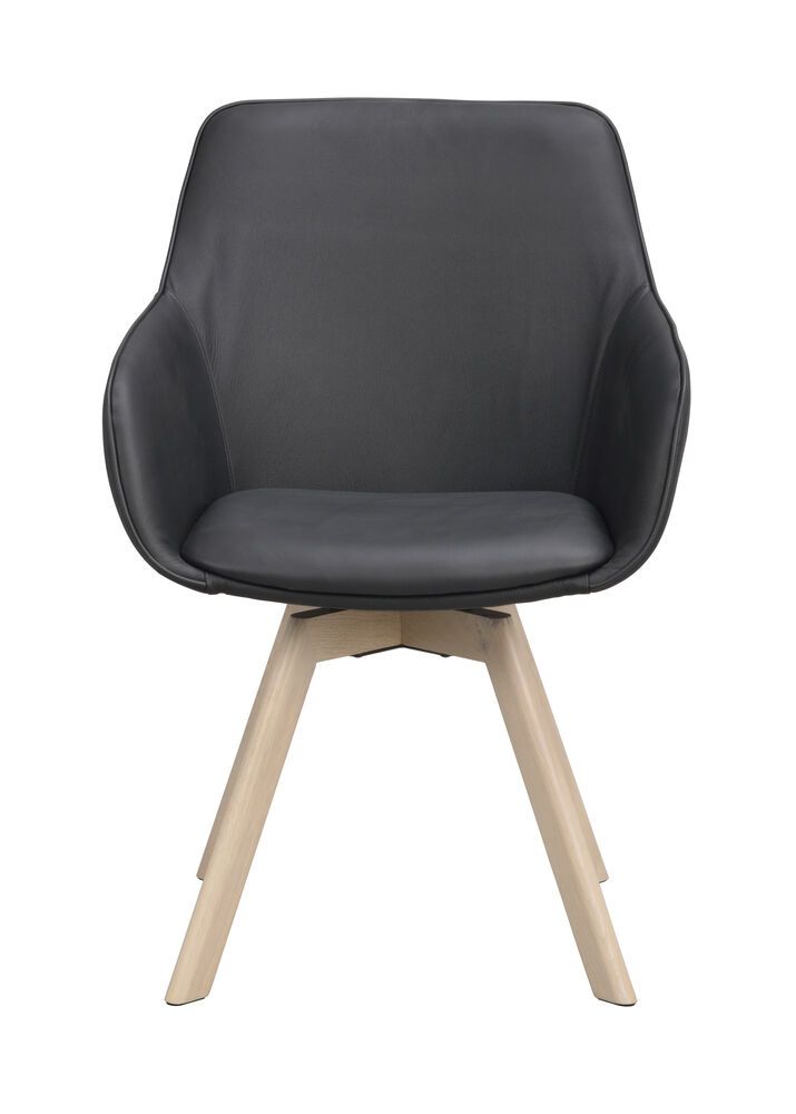 Rowico Alison nojatuoli, musta nahka/valkopesty tammi