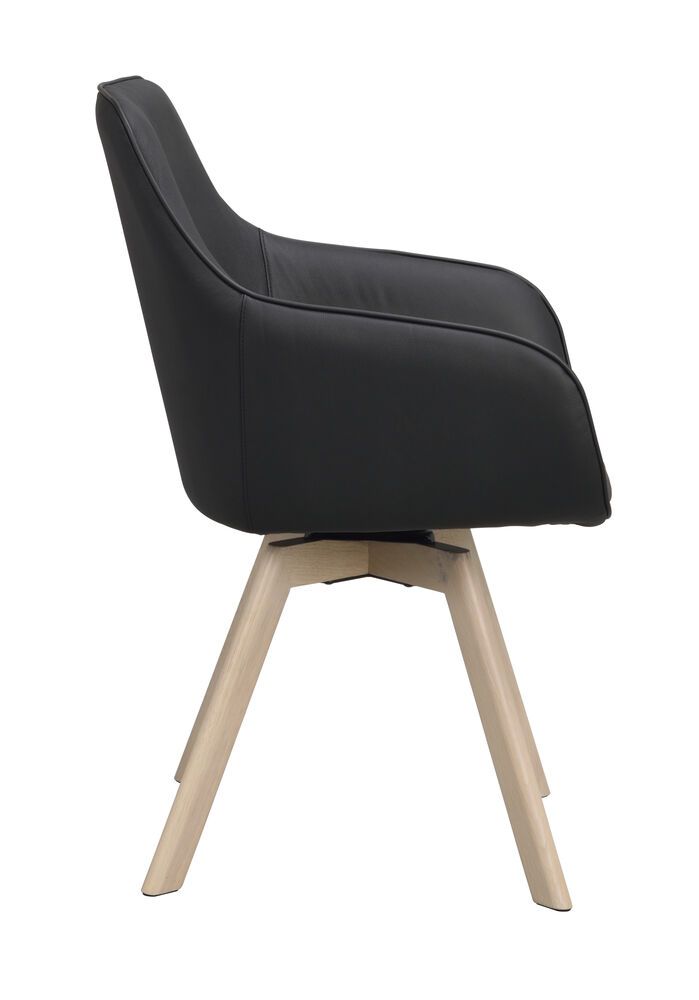 Rowico Alison nojatuoli, musta nahka/valkopesty tammi