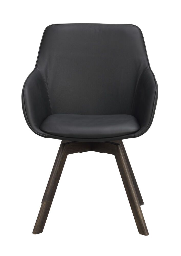 Rowico Alison nojatuoli, musta nahka/ruskea tammi