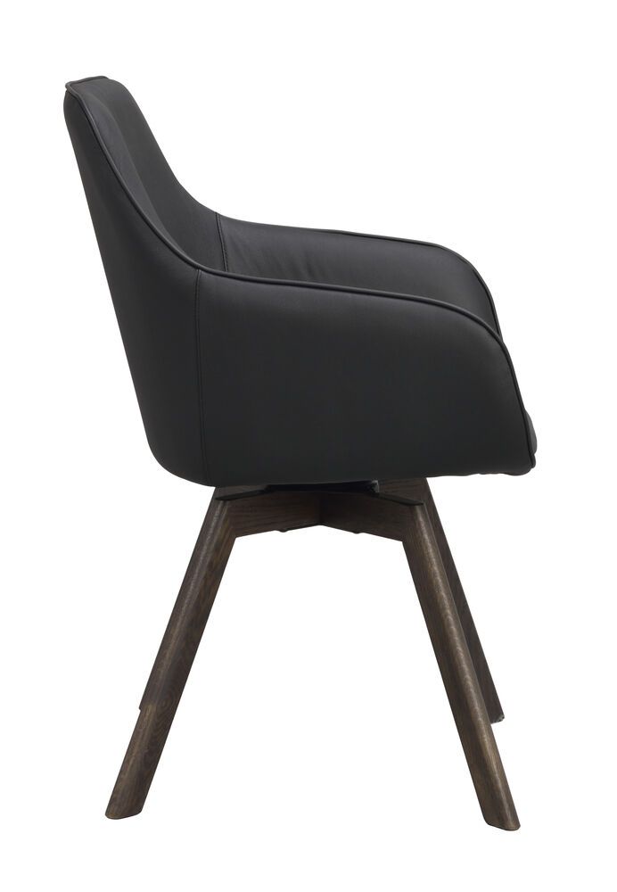 Rowico Alison nojatuoli, musta nahka/ruskea tammi