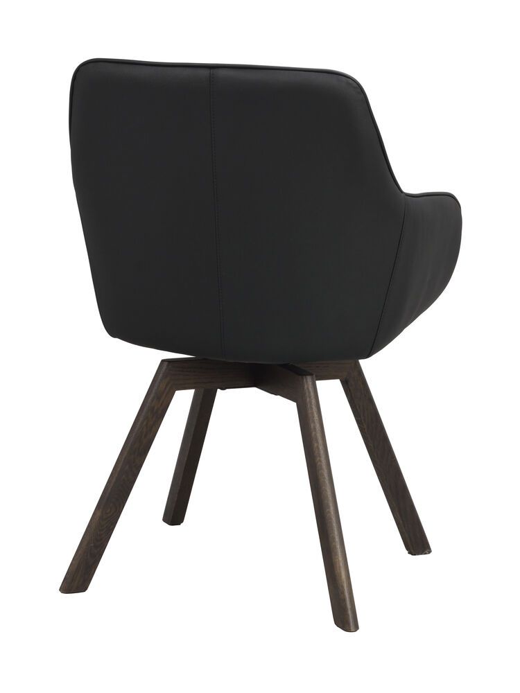 Rowico Alison nojatuoli, musta nahka/ruskea tammi