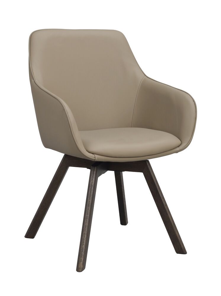 Rowico Alison nojatuoli, beige nahka/ruskea tammi