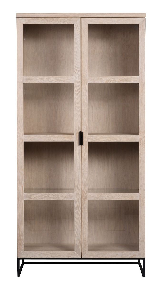 Rowico Everett vitriini, valkopesty tammi/musta