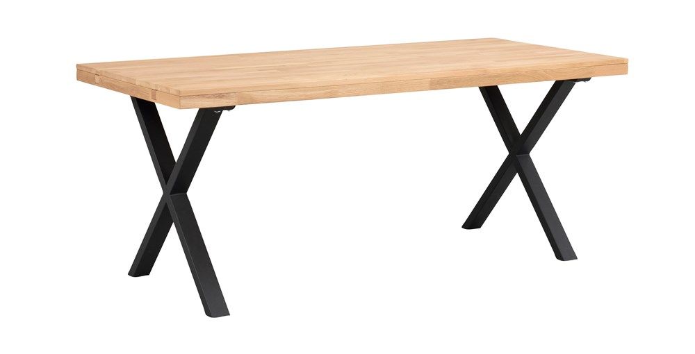 Rowico Brooklyn ruokapöytä 95x170cm, tammi kansi, mustat x-jalat