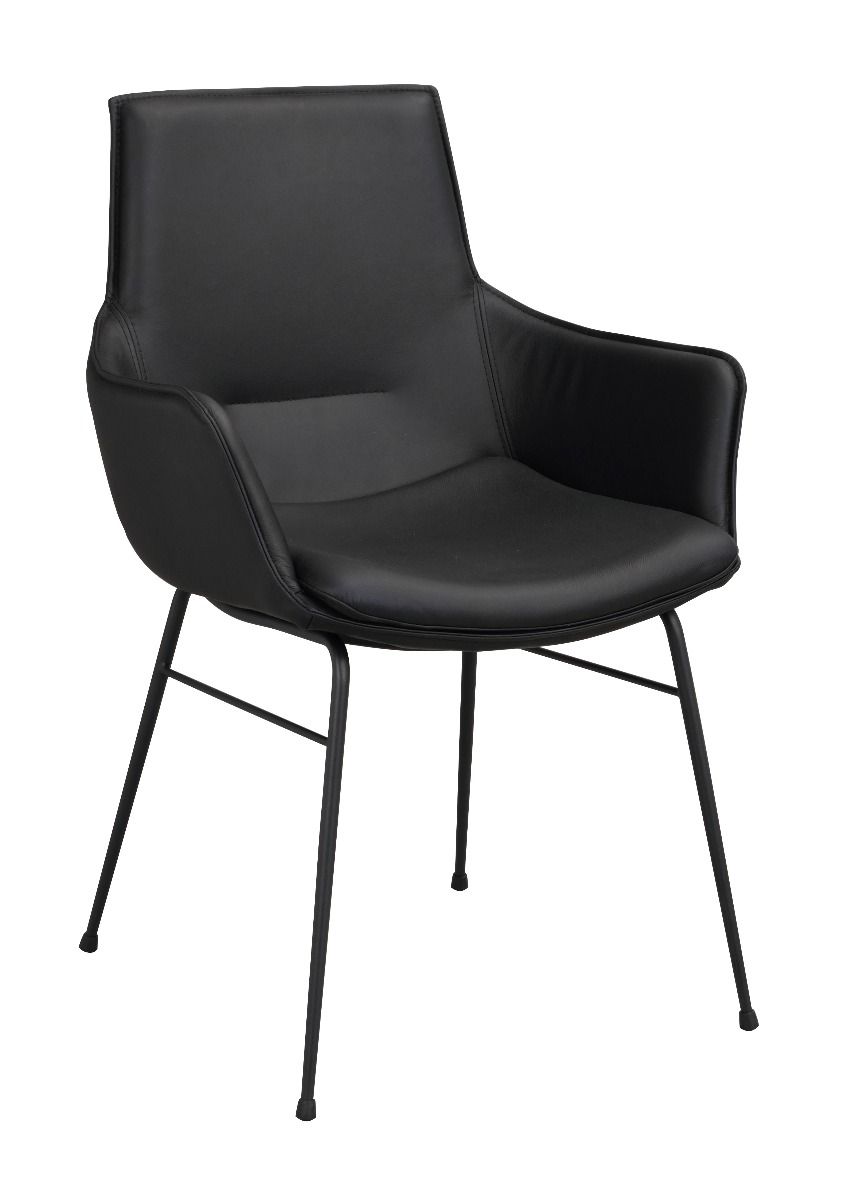 Rowico Lowell tuoli käsinojilla, suorilla jaloilla, musta