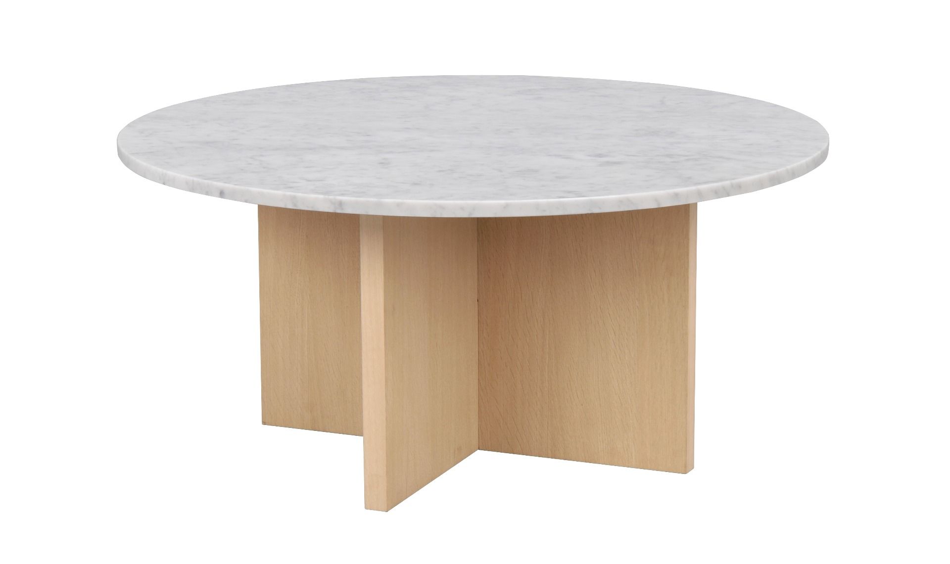 Rowico Brooksville pyöreä kahvipöytä Ø90, vaalea marmori/valkopesty tammi