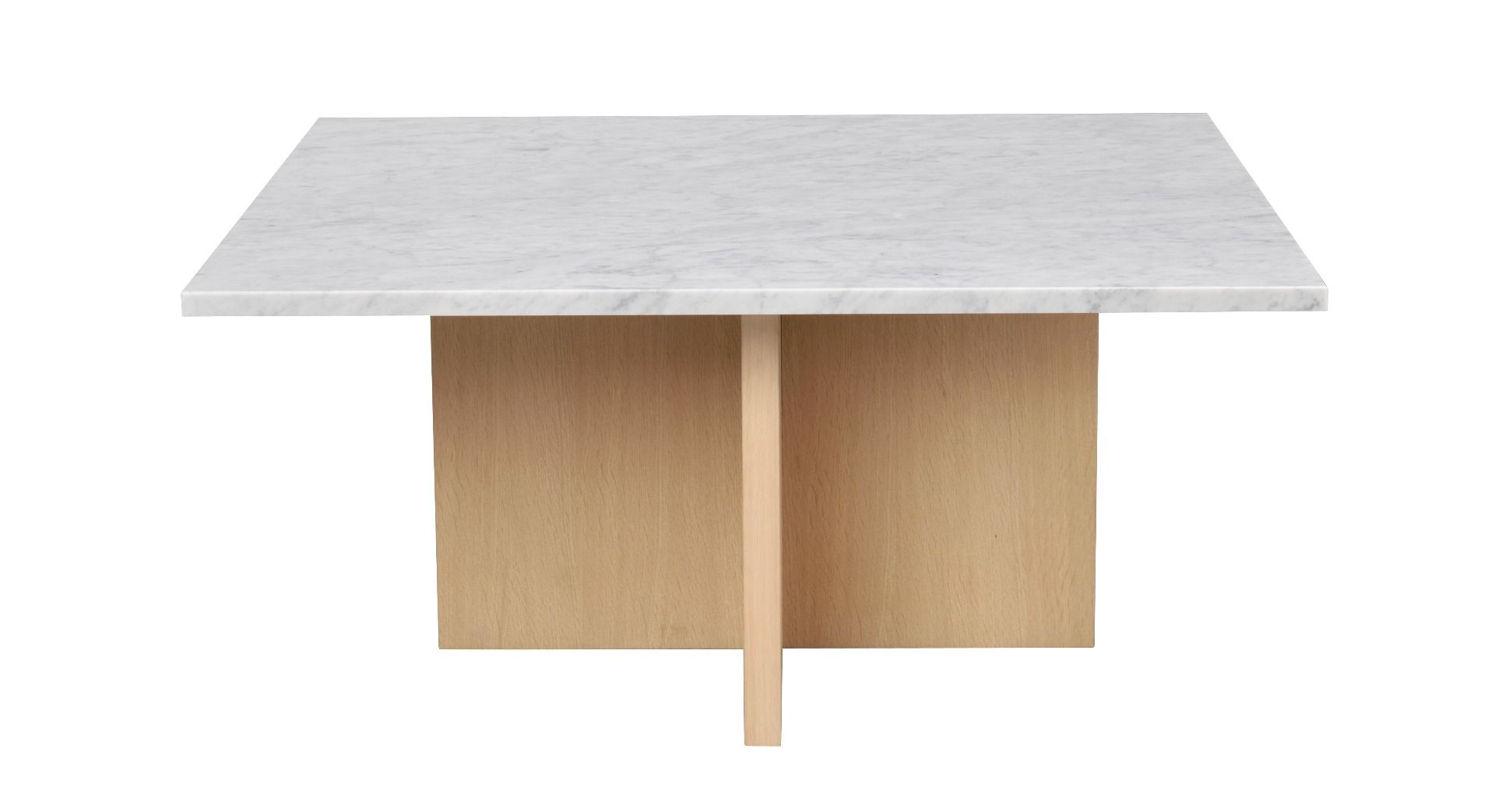 Rowico Brooksville kahvipöytä 90x90cm, vaalea marmori/valkopesty tammi