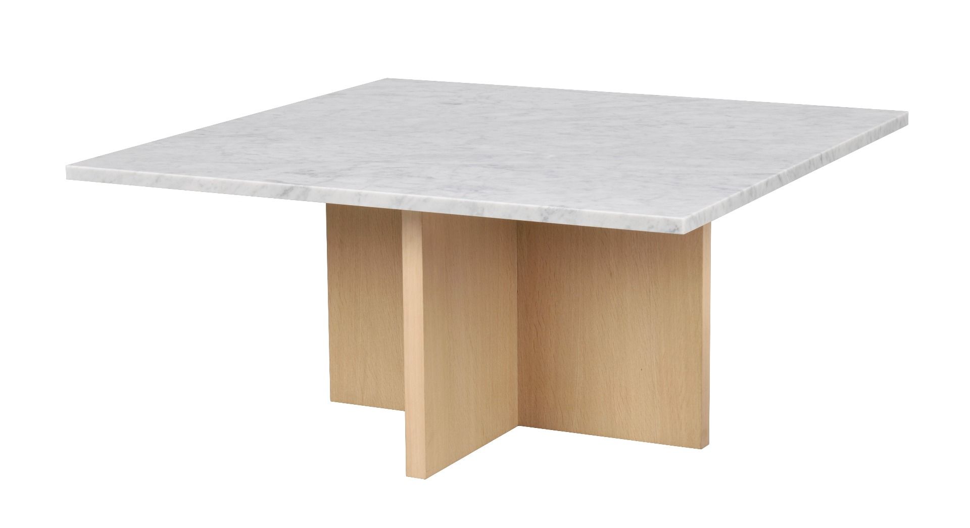 Rowico Brooksville kahvipöytä 90x90cm, vaalea marmori/valkopesty tammi