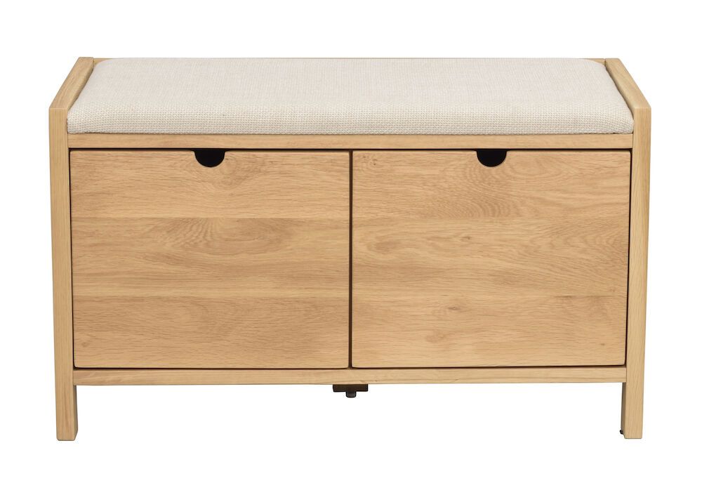 Rowico Hillmond-istuinpenkki 2-laatikolla, lakattu tammi/beige