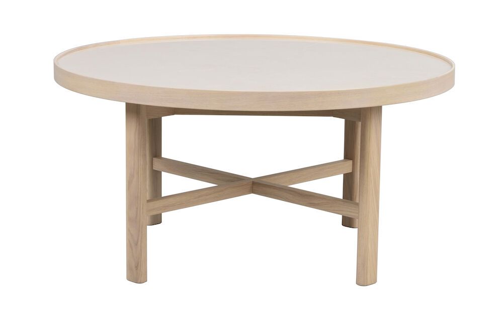 Rowico Marsden sohvapöytä 90cm, beige / valkopesty tammi