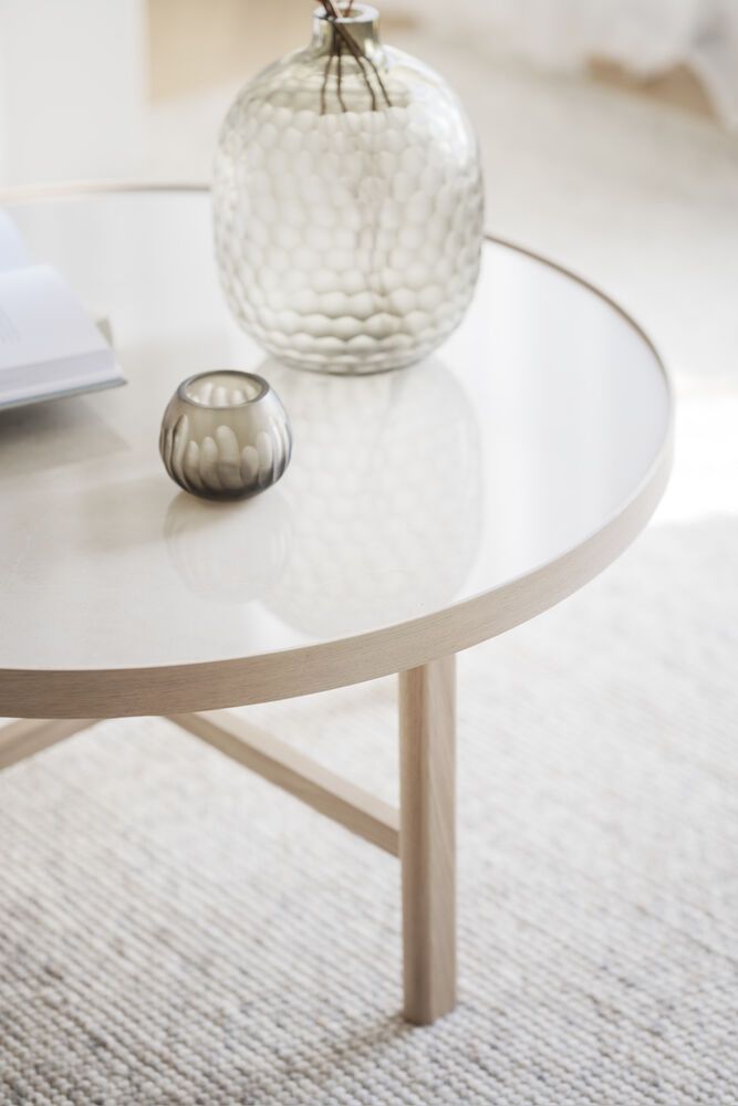 Rowico Marsden sohvapöytä 90cm, beige / valkopesty tammi