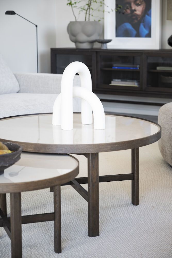 Rowico Marsden sohvapöytä 90cm, beige / ruskea tammi