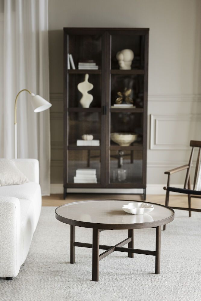 Rowico Marsden sohvapöytä 90cm, beige / ruskea tammi